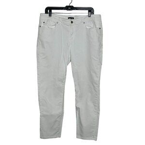 Eileen Fisher Slim‎ Fit Mid Rise Jeans Size 14 White Cotton Blend Beachy Casual